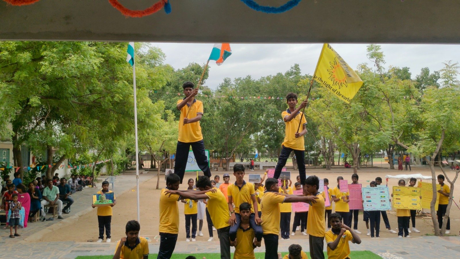 Students performing at school event